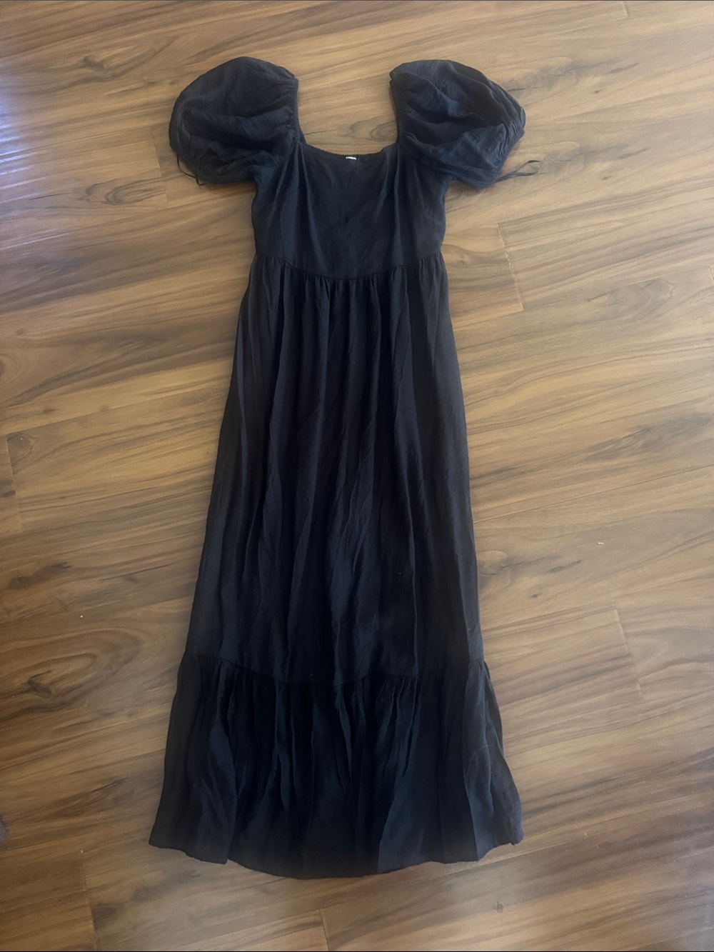 Express Black Maxi Dress with Puff Sleeves